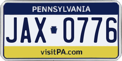 PA license plate JAX0776