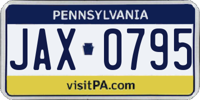 PA license plate JAX0795