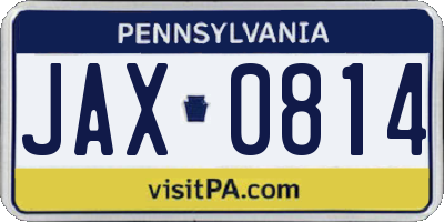 PA license plate JAX0814