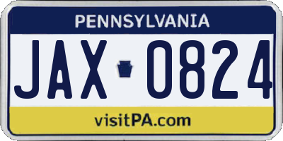 PA license plate JAX0824