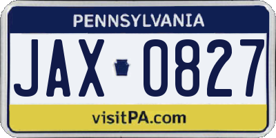 PA license plate JAX0827