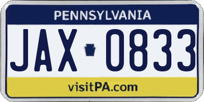 PA license plate JAX0833