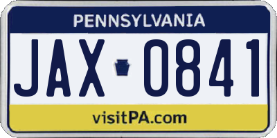 PA license plate JAX0841