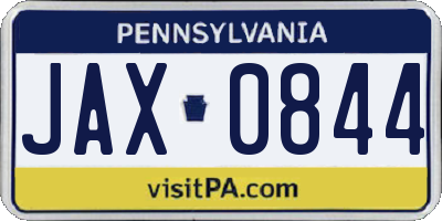 PA license plate JAX0844