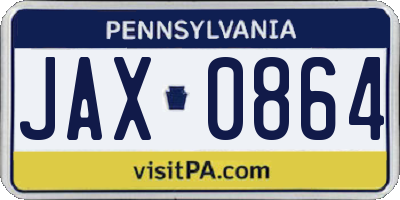 PA license plate JAX0864