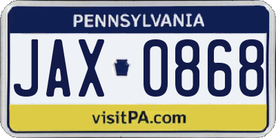 PA license plate JAX0868