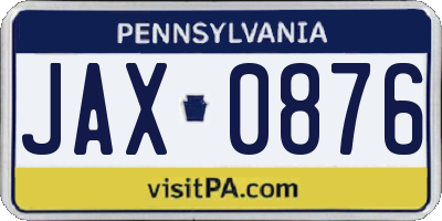 PA license plate JAX0876