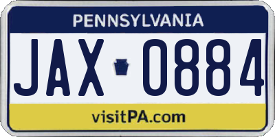 PA license plate JAX0884
