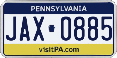 PA license plate JAX0885