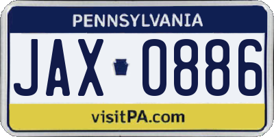 PA license plate JAX0886
