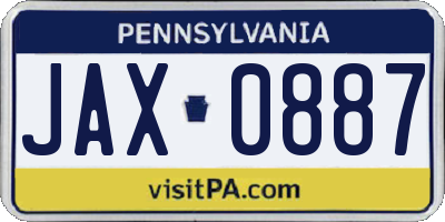PA license plate JAX0887