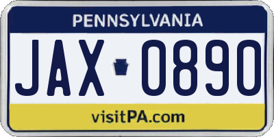PA license plate JAX0890