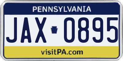 PA license plate JAX0895