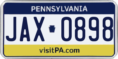 PA license plate JAX0898