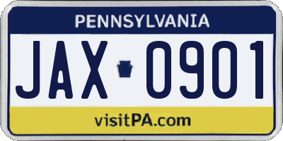 PA license plate JAX0901
