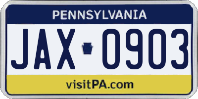PA license plate JAX0903