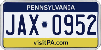 PA license plate JAX0952