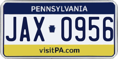 PA license plate JAX0956