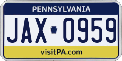 PA license plate JAX0959