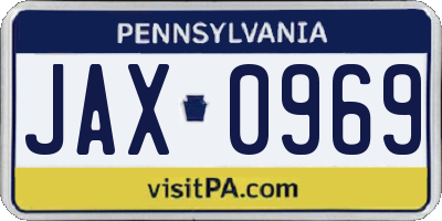 PA license plate JAX0969
