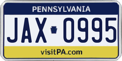 PA license plate JAX0995