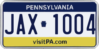 PA license plate JAX1004