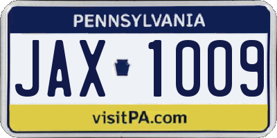 PA license plate JAX1009
