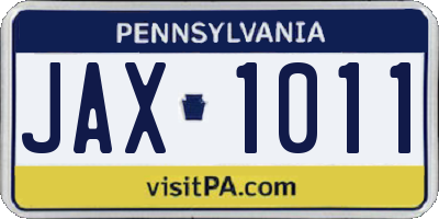 PA license plate JAX1011