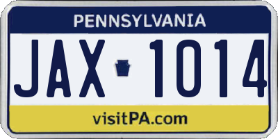 PA license plate JAX1014