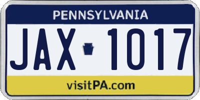 PA license plate JAX1017