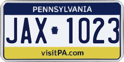 PA license plate JAX1023