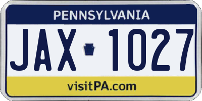 PA license plate JAX1027