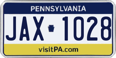 PA license plate JAX1028