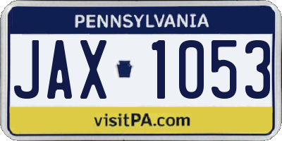 PA license plate JAX1053