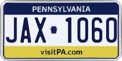 PA license plate JAX1060