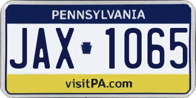PA license plate JAX1065