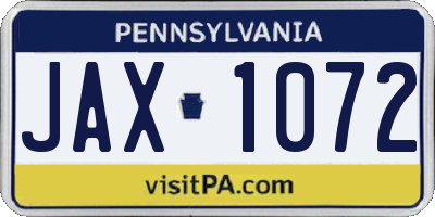 PA license plate JAX1072