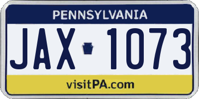 PA license plate JAX1073