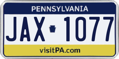PA license plate JAX1077