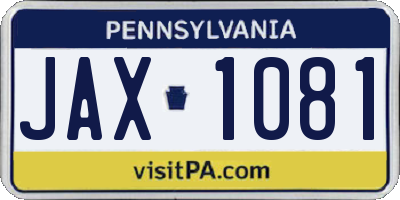 PA license plate JAX1081