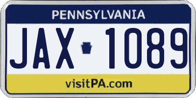 PA license plate JAX1089