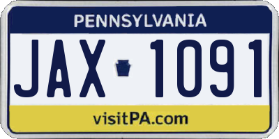 PA license plate JAX1091