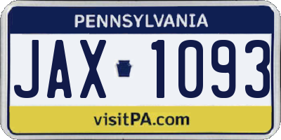 PA license plate JAX1093