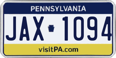 PA license plate JAX1094