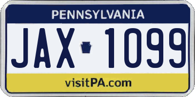 PA license plate JAX1099