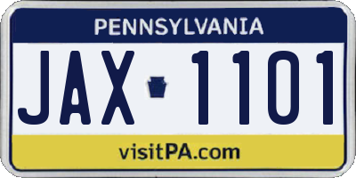 PA license plate JAX1101