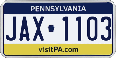 PA license plate JAX1103