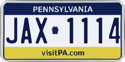 PA license plate JAX1114