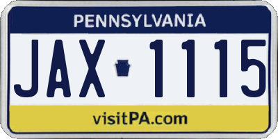 PA license plate JAX1115