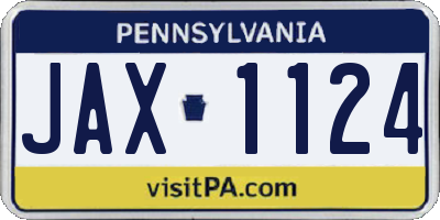 PA license plate JAX1124